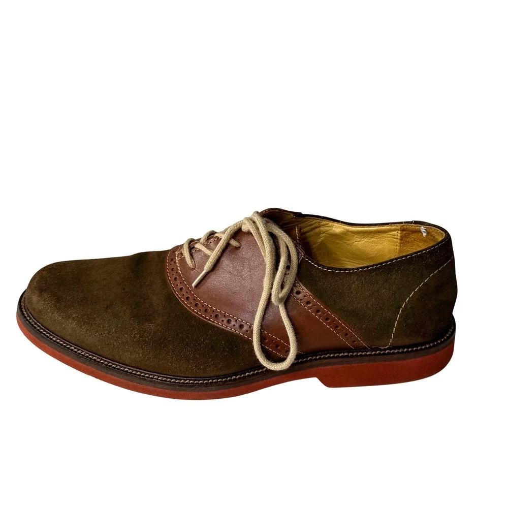 1901 Mens Brown Suede Leather Saddle Oxford Shoes M23109 Size 8.5 M Brazil